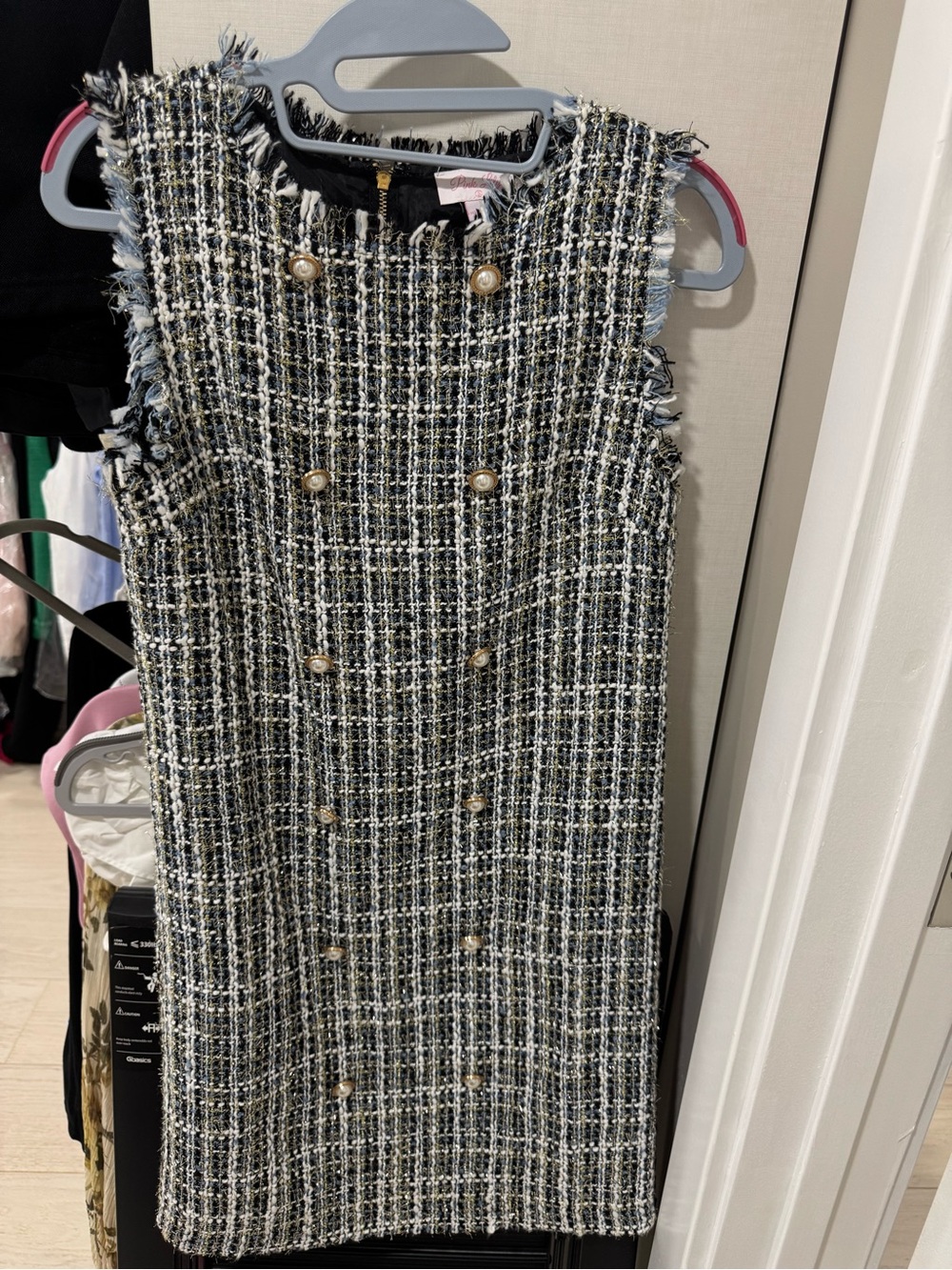Pink Lily Black and White Tweed Mini Shift Dress